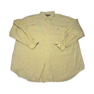 Ralph Lauren Blake Mens 3XLT‎ Tall Yellow Blue Striped Preppy Long Sleeve Shirt